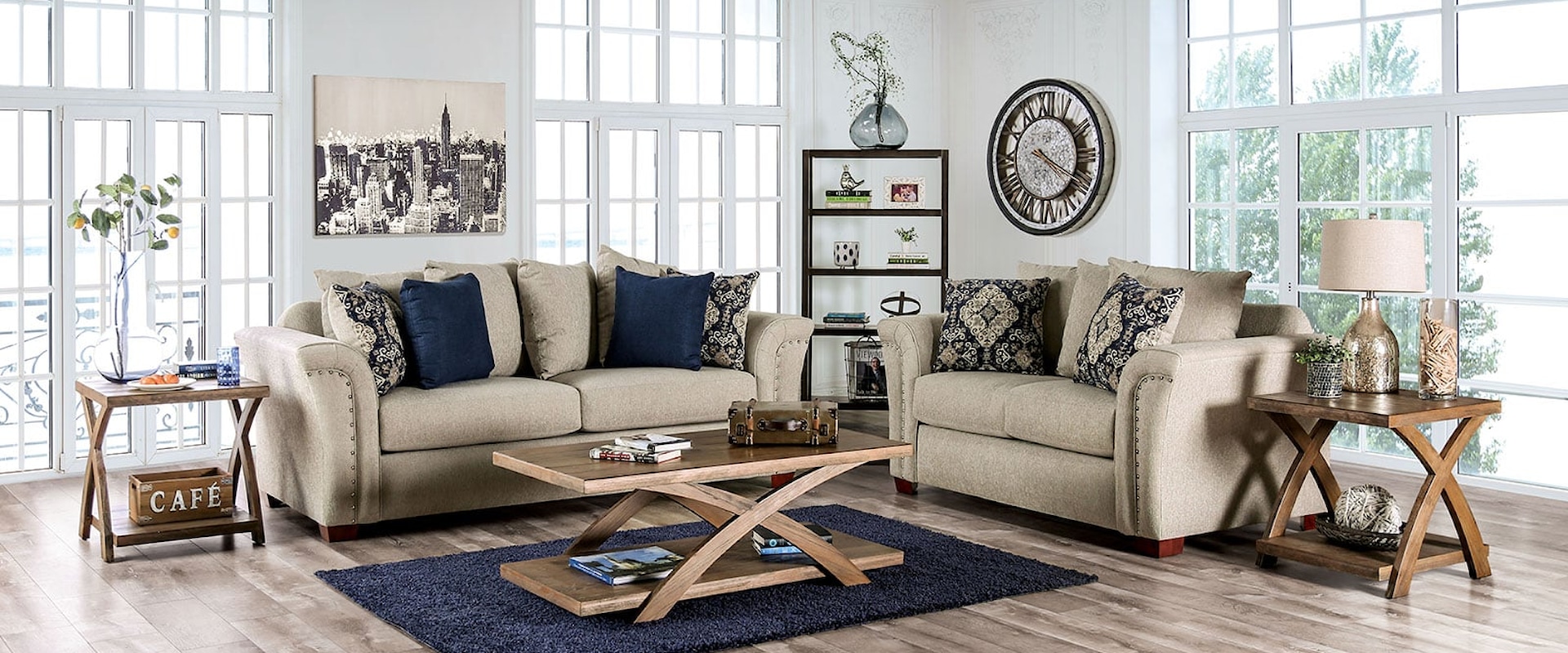 Transitional Belsize 2-Piece Living Room Set with Sofa and Loveseat