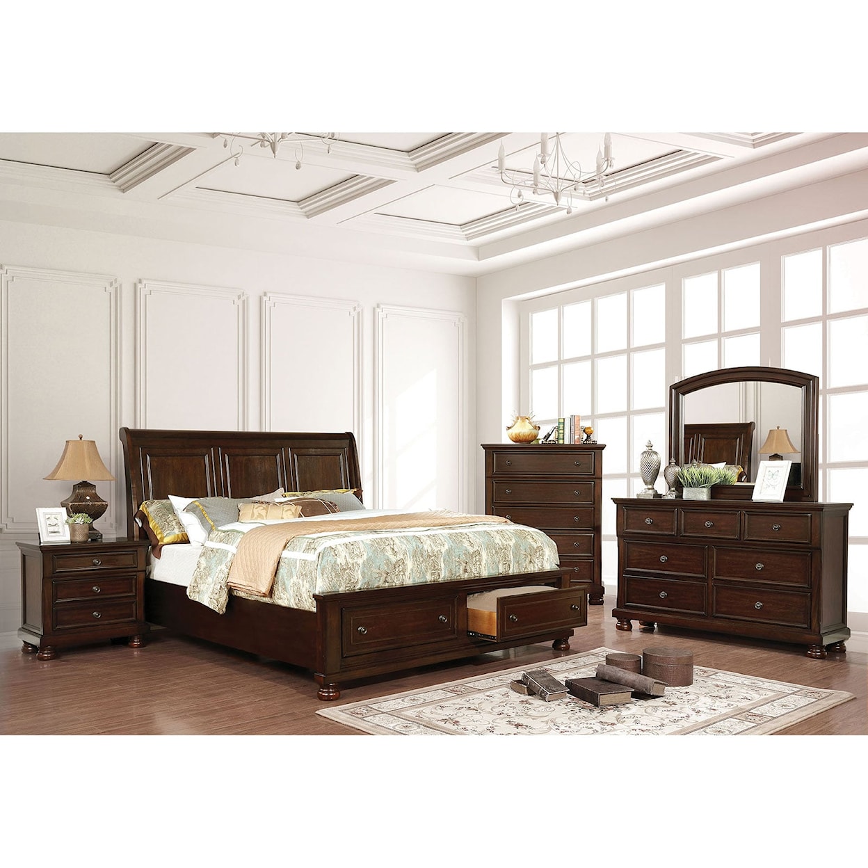 Furniture of America Castor 5 Pc. Queen Bedroom Set w/ 2NS