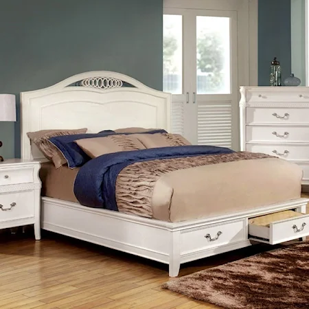 Transitional Queen Platform Bed With Footboard Storage
