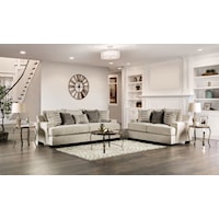 Transitional Sofa and Loveseat with Low Flared Arms