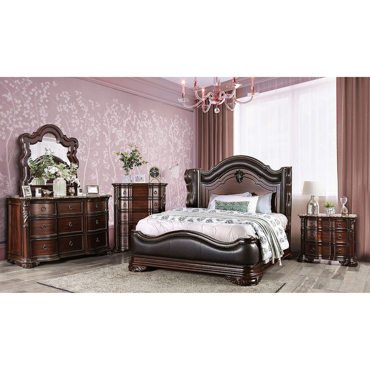 Furniture of America Arcturus 5 Pc. Queen Bedroom Set w/ 2NS