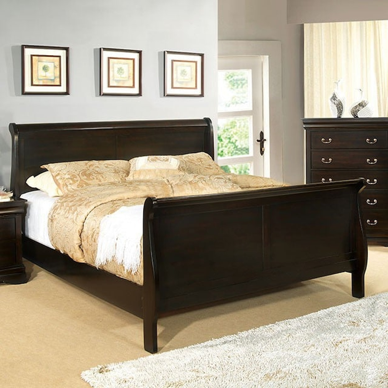 Furniture of America - FOA Louis Philippe  Queen Sleigh  Bed