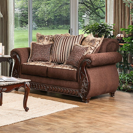 Traditional Loveseat with Rolled Arms