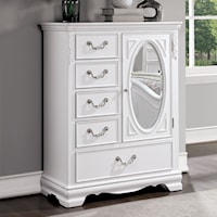 Transitional 5-Drawer Armoire with Mirror Door