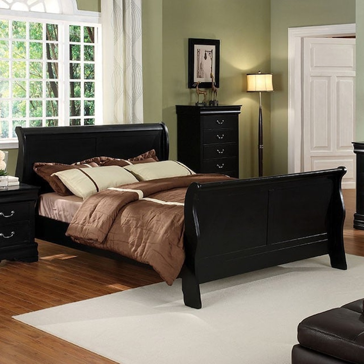 Furniture of America Louis Philippe Queen Sleigh Bed