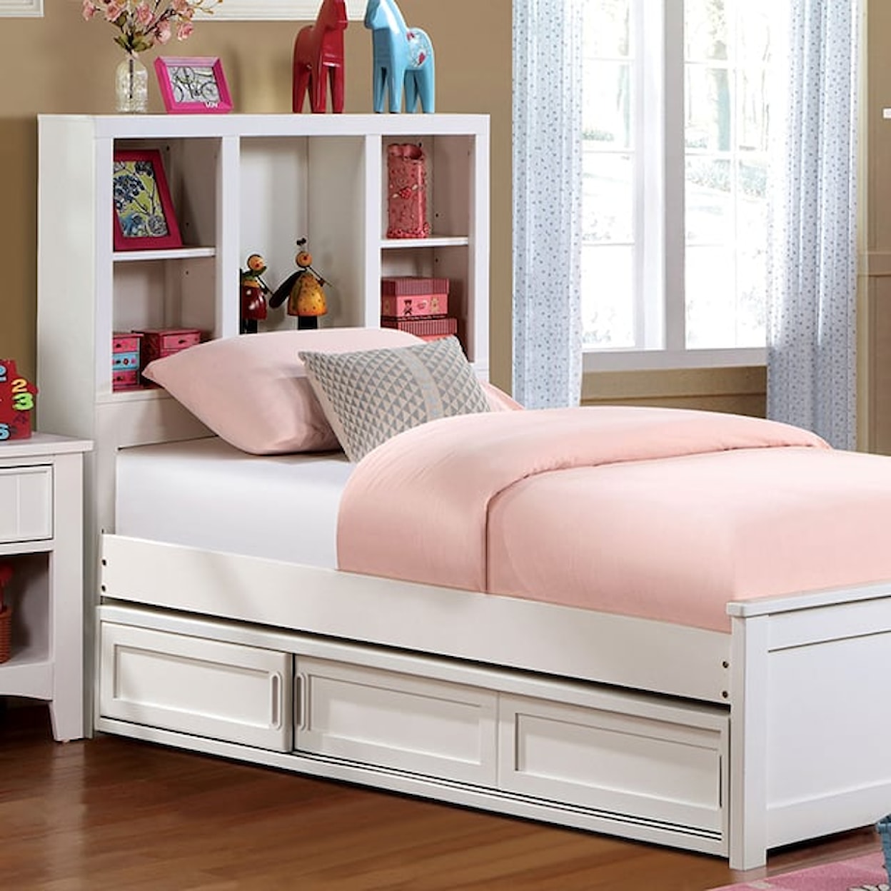 Furniture of America - FOA Marilla Youth Twin Bed with Bookcase Headboard