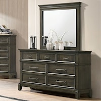 Traditional 7-Dresser & Mirror with Crown Molding Set