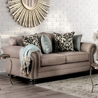 Transitional Loveseat with Camelback Design