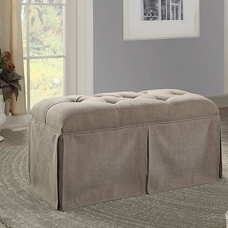 Button-Tufted Ottoman with Stotage