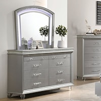 Glam 8 Drawer Dresser With Felt-Lined Top Drawers