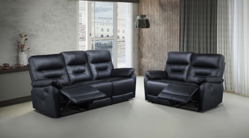 Transitional Manual Reclining Sofa and Loveseat Set