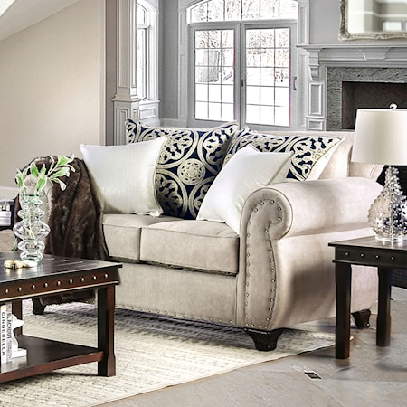 Traditional Love Seat with Nailhead Trim