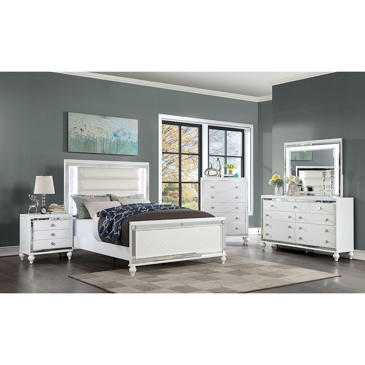 Furniture of America - FOA CALANDRIA Queen Bed with Built-In Lighting