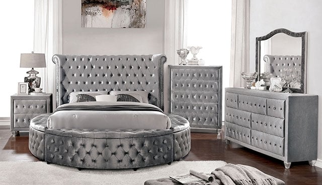 Queen Upholstered Round Bed