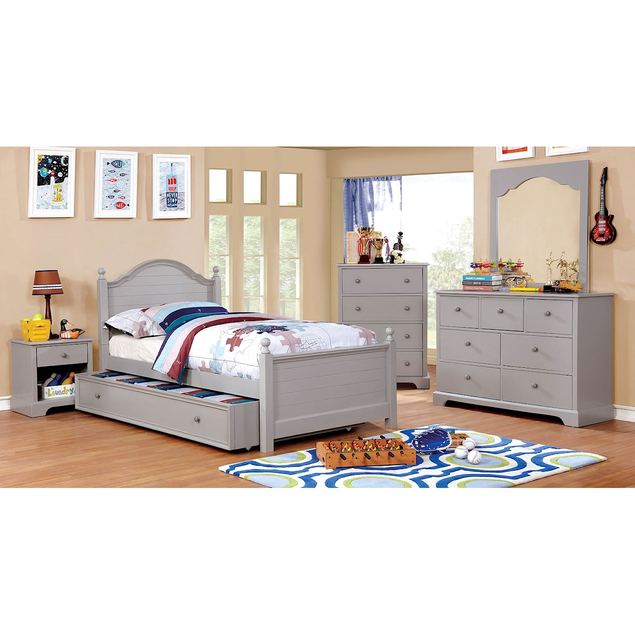 Furniture of America - FOA Diane 4 Pc. Twin Bedroom Set w/ Trundle
