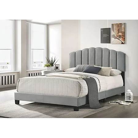 Contemporary Upholstered Queen Bed with Channel Tufted Headboard