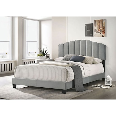 Contemporary Upholstered Queen Bed with Channel Tufted Headboard