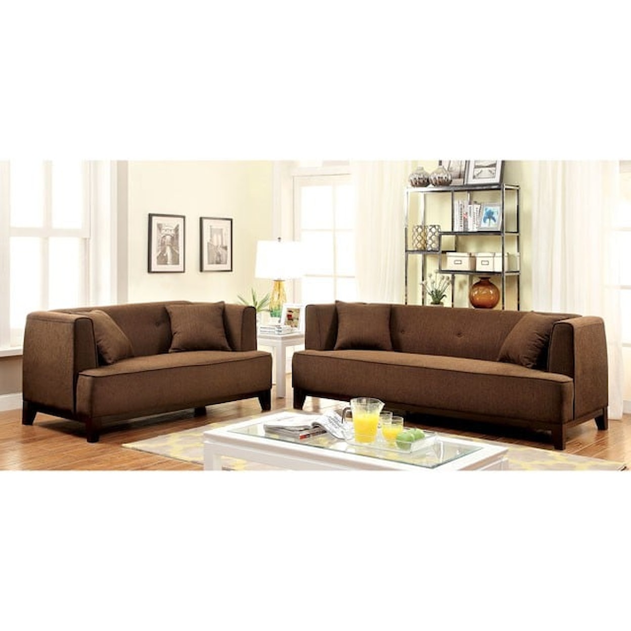 Furniture of America - FOA Sofia Loveseat with Exposed Wooden Legs