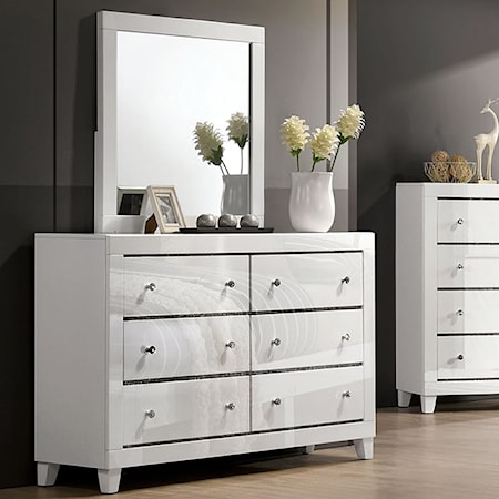 White 6-Drawer Bedroom Dresser