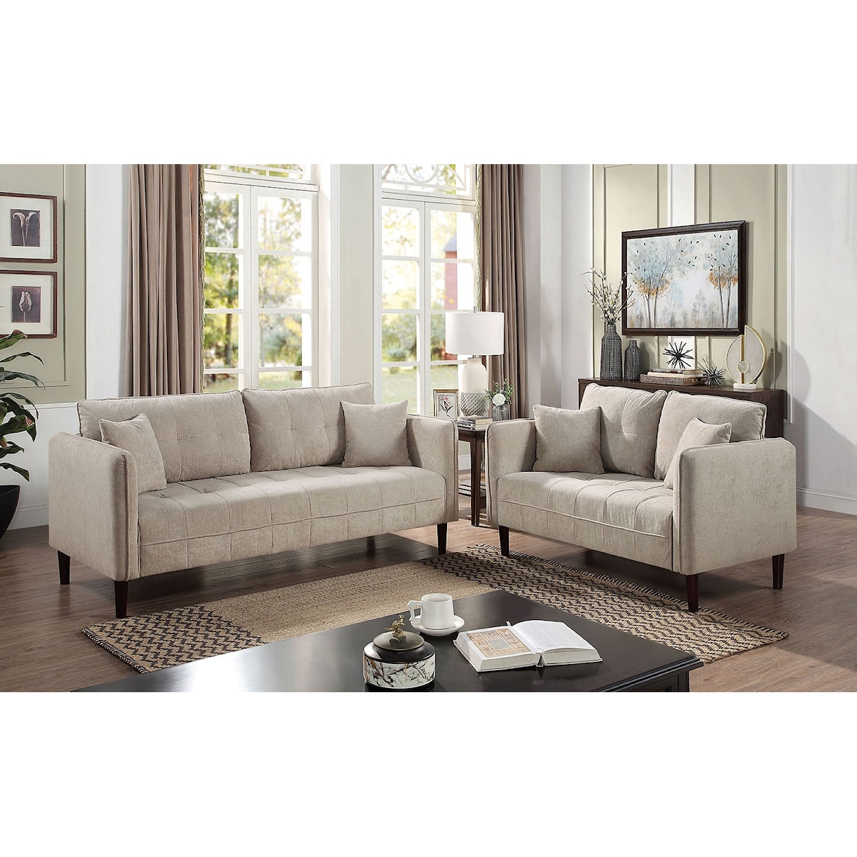 Furniture of America LYNDA Sofa and Loveseat