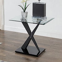 Contemporary End Table with Black Steel Base