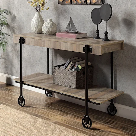 Industrial Sofa Table with Open Bottom Shelf