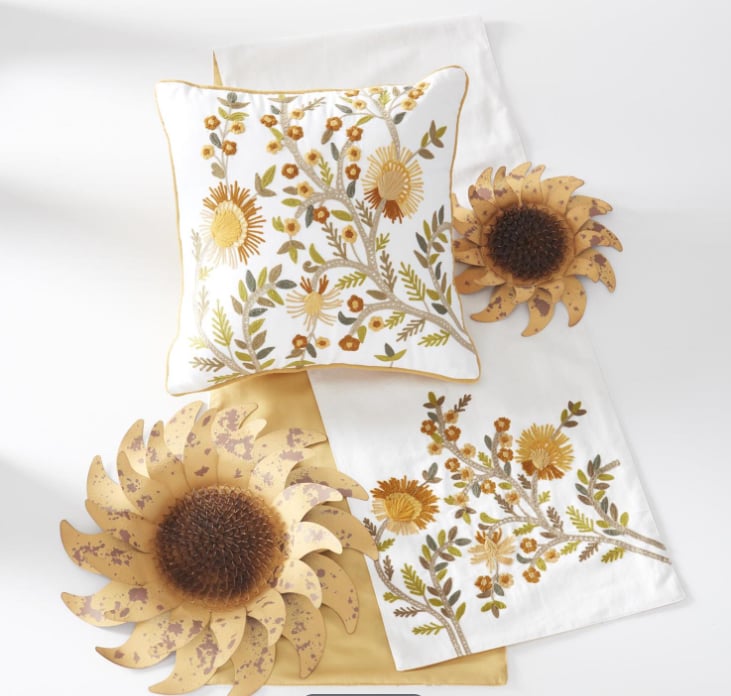 K & K Interiors Pillows and Accessory 16" Square Pillow Embroidered Botanicals