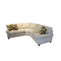 Customizable Sectional Sofa with Rolled Arms, Turned Legs and Knife Style Cushions