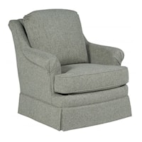 Upholstered Swivel Chair with T-Cushion Seat and Skirt