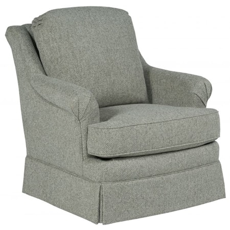 Upholstered Swivel Chair with T-Cushion Seat and Skirt