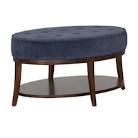 Oval Cocktail Ottoman with Tufted Seat Top