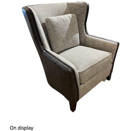 Contemporary Wingback Chair with Track Arms
