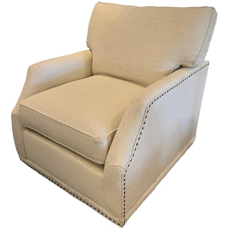 Customizable Chair with Scooped Arms, Swivel Base and Box Edge Back Cushion