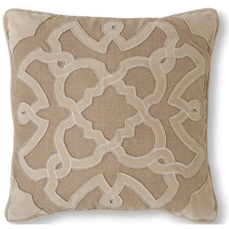 20" Square Pillow Tan Linen Velvet