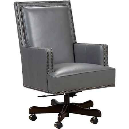 Traditional Rolling Executive Chair with Nailhead Trim
