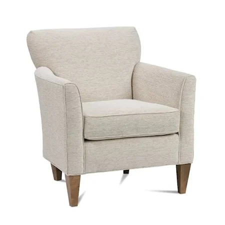 Contemporary Accent Chair with Tight Back and Tapered Wood Legs