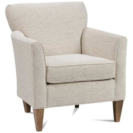 Contemporary Accent Chair with Tight Back and Tapered Wood Legs