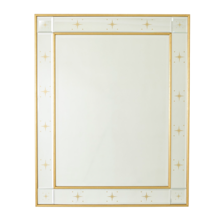 Rectangular Beveled Mirror with Gold Stars