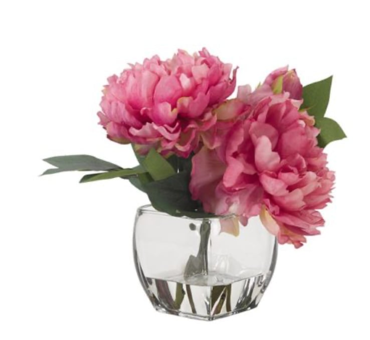 Pink Peonies in Glass Cube