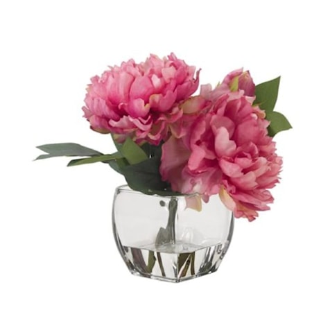 Pink Peonies in Glass Cube