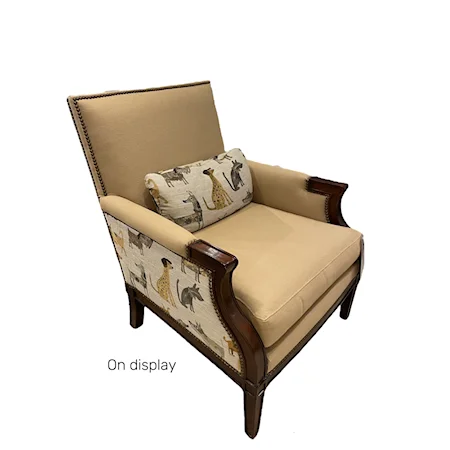 Traditional Upholstered Chair with Carved Wood Detail