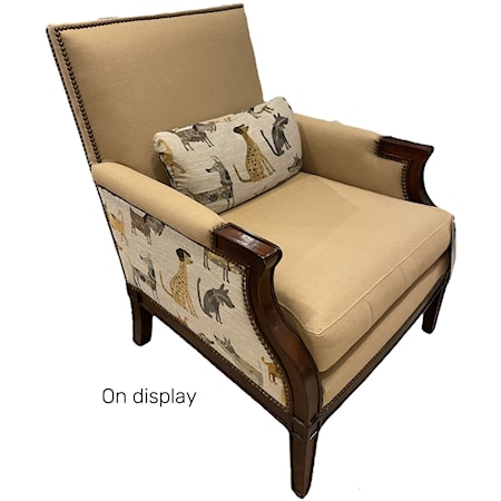 Traditional Upholstered Chair with Carved Wood Detail