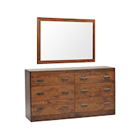 Transitional 6-Drawer Dresser with 1" Bevel Mirror