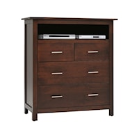 Transitional 4-Drawer Chest with Open Display Shelf