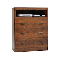 Transitional 3-Drawer Chest with Open Display Shelf