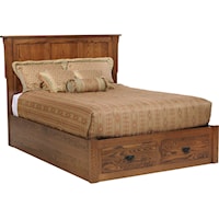 Transitional King Panel Bed with Footboard Storage Drawers