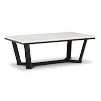 Rectangular Coffee Table with White Marble Top
