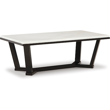 Rectangular Coffee Table with White Marble Top