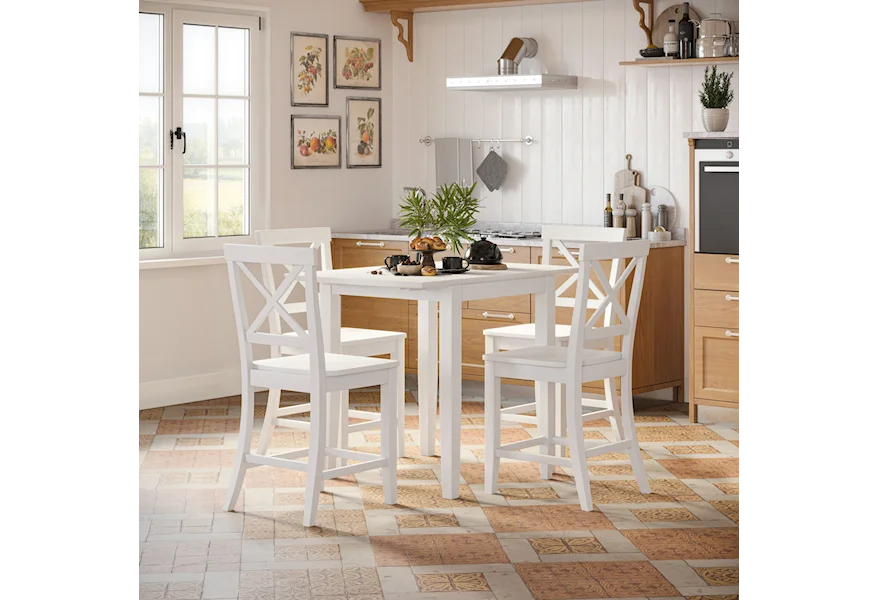 Eastern Tides 5 Piece Counter Table and Stool Set by Jofran at Reeds Furniture