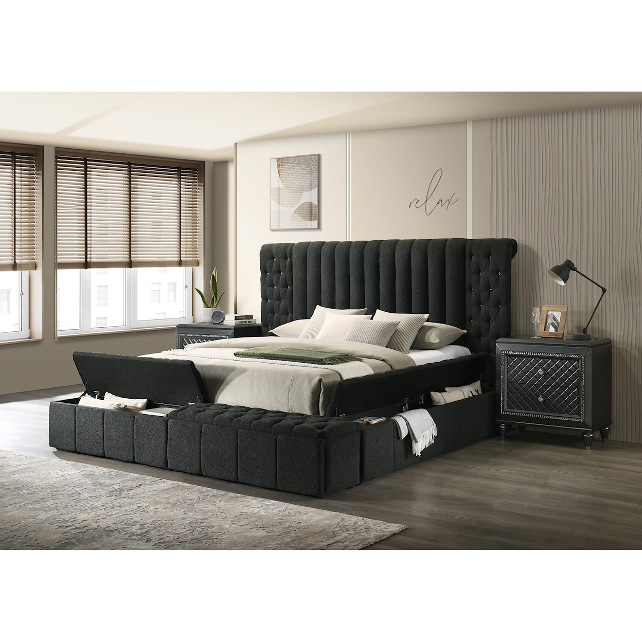 CM DANBURY Upholstered Storage Bed - King